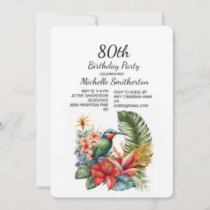 Invitation d'anniversaire 80 ans oiseau-mouche flo