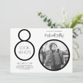Invitation d'anniversaire 80 ans Photo Moderne (Debout devant)