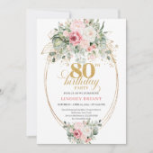 Invitation d'anniversaire 80 ans Pretty Boho Blush (Devant)
