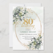 Invitation d'anniversaire 80 ans Romantique Verdur (Devant)
