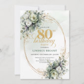 Invitation d'anniversaire 80 ans Roses Blanches Ro (Devant)