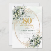 Invitation d'anniversaire 80 ans Roses Blanches Ru (Devant)