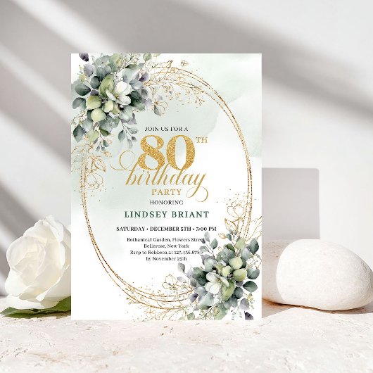 Invitation d'anniversaire 80 ans Roses Blanches Ru