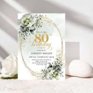 Invitation d'anniversaire 80 ans Timeless Botanica
