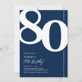 Invitation d'anniversaire 80 ans Timeless Navy (Devant)