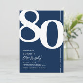 Invitation d'anniversaire 80 ans Timeless Navy (Debout devant)