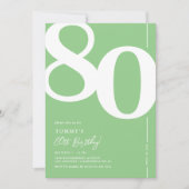 Invitation d'anniversaire 80 ans vert moderne (Devant)
