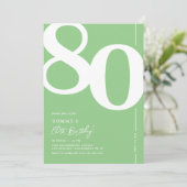 Invitation d'anniversaire 80 ans vert moderne (Debout devant)