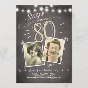 Invitation d'anniversaire 80e anniversaire Vintage