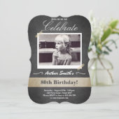 Invitation d'anniversaire 80e anniversaire Vintage (Debout devant)