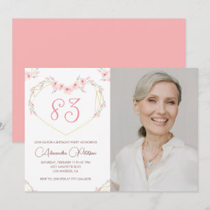 Invitation d'anniversaire 83 ans photo florale boh