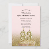 Invitation d'anniversaire 83 ans rose et or pour e (Devant)