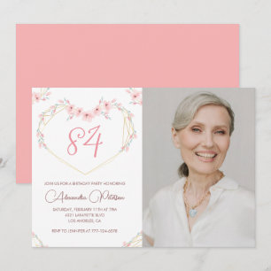 Invitation d'anniversaire 84 ans photo florale boh