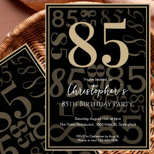 Invitation d'anniversaire 85 ans pour lui en noir