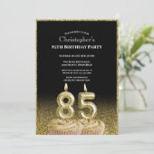 Invitation d'anniversaire 85 ans pour lui noir et (Debout devant)