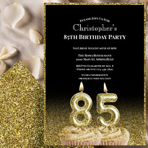 Invitation d'anniversaire 85 ans pour lui noir et 