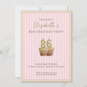 Invitation d'anniversaire 86 ans unique en or rose (Devant)
