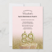Invitation d'anniversaire 89 ans rose et or pour e (Devant)