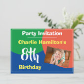 Invitation d'anniversaire 8 ans avec photo (Debout devant)