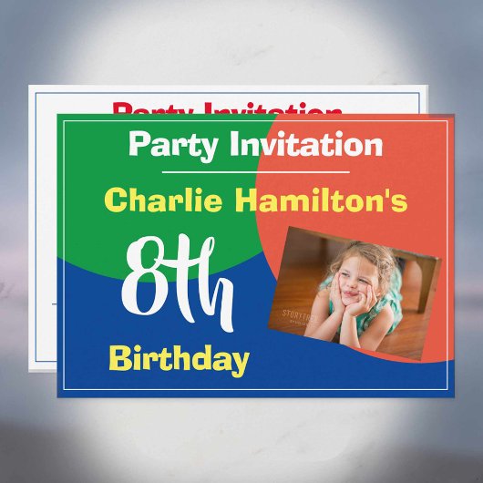Invitation d'anniversaire 8 ans avec photo
