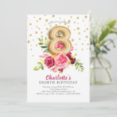 Invitation d'anniversaire 8 ans Balloon Floral en  (Debout devant)