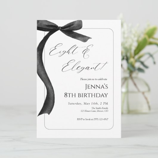 Invitation d'anniversaire 8 ans Black Bow (Debout devant)