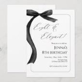 Invitation d'anniversaire 8 ans Black Bow (Devant / Derrière)
