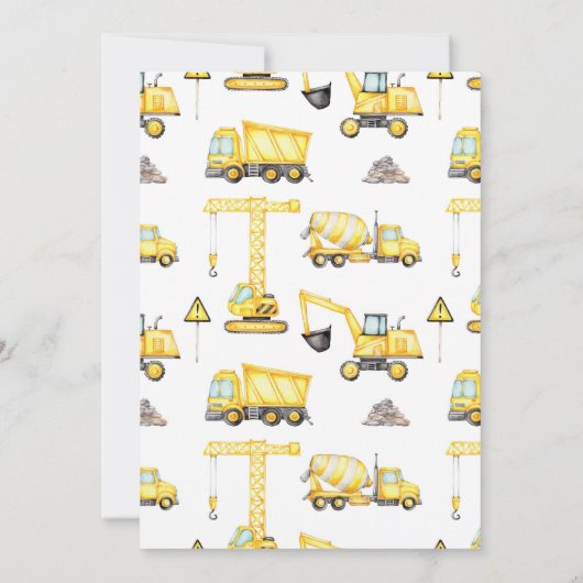 Invitation d'anniversaire 8 ans Construction (Dos)