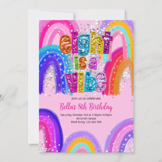 Invitation d'anniversaire 8 ans 'Eight is a Vibe' (Devant)