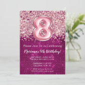 Invitation d'anniversaire 8 ans fille rose magenta (Debout devant)