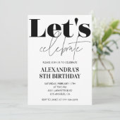 Invitation d'anniversaire 8 ans Noir et Blanc Mode (Debout devant)