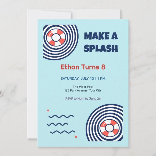Invitation d'anniversaire 8 ans Op Art Pool Float (Devant)