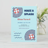 Invitation d'anniversaire 8 ans Op Art Pool Float (Debout devant)
