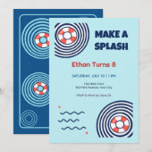 Invitation d'anniversaire 8 ans Op Art Pool Float (Devant / Derrière)