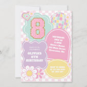 Invitation d'anniversaire 8 ans patch pastel prépa (Devant)