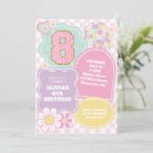 Invitation d'anniversaire 8 ans patch pastel prépa (Debout devant)