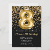 Invitation d'anniversaire 8 ans pour fille Black G (Devant)