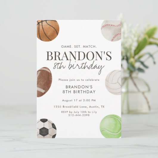 Invitation d'anniversaire 8 ans pour garçons Game  (Debout devant)