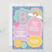 Invitation d'anniversaire 8 ans Preppy Patch en je (Devant)