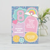 Invitation d'anniversaire 8 ans Preppy Patch en je (Debout devant)
