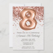 Invitation d'anniversaire 8 ans Rose Gold (Devant)