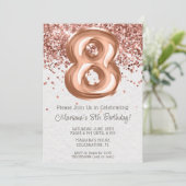 Invitation d'anniversaire 8 ans Rose Gold (Debout devant)
