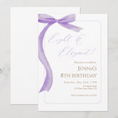Invitation d'anniversaire 8 ans Ruban Violet (Devant / Derrière)