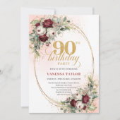 Invitation d'anniversaire 90 ans aux pivoines bord (Devant)