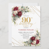 Invitation d'anniversaire 90 ans Chic Marron Blanc (Devant)