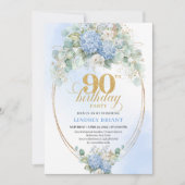 Invitation d'anniversaire 90 ans Hydrangea Bleu Ro (Devant)
