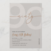 Invitation d'anniversaire 90 ans Moderne Beige & O (Devant)