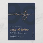 Invitation d'anniversaire 90 ans moderne bleu mari (Devant)