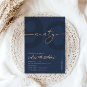 Invitation d'anniversaire 90 ans moderne bleu mari