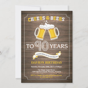 Invitation d'anniversaire 90 ans Rustic Beer Surpr
